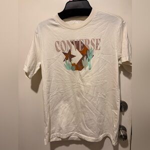 Converse White Graphic Tee with Brown and Green Accents